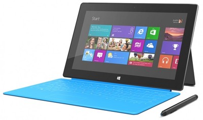 Surface Pro 2 with blue type cover